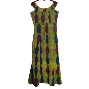 Handmade dress bright multi-color sleeveless maxi dress medium to large